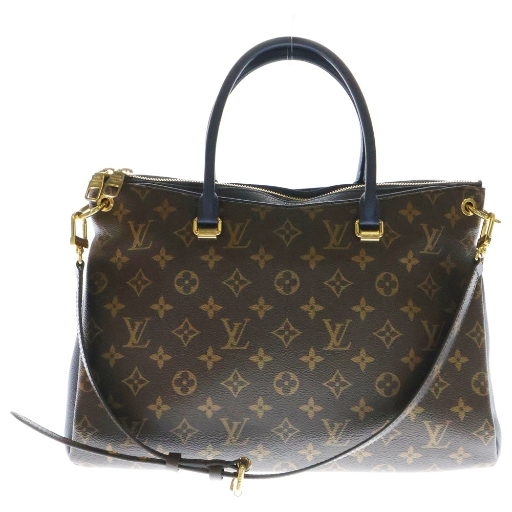 LOUIS VUITTON(ルイヴィトン) モノグラム パラスMM トートバッグ ハンドバッグ ブラウン×ネイビー PVCレザー RFID M42756