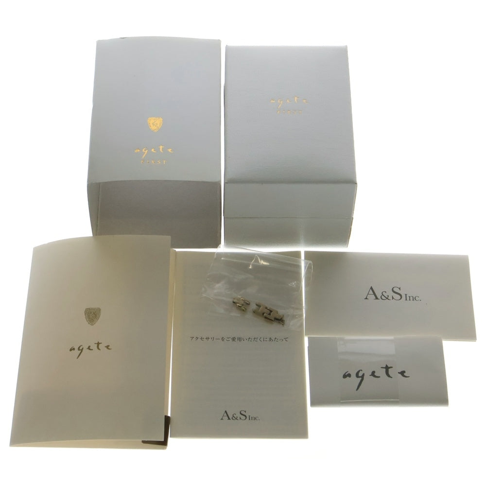 agete(アガット) FIRST ファースト スクエアフェイス ジュエリーウォッチ シルバー文字盤 SS/QZ ステンレス クォーツ ゴールド 腕時計