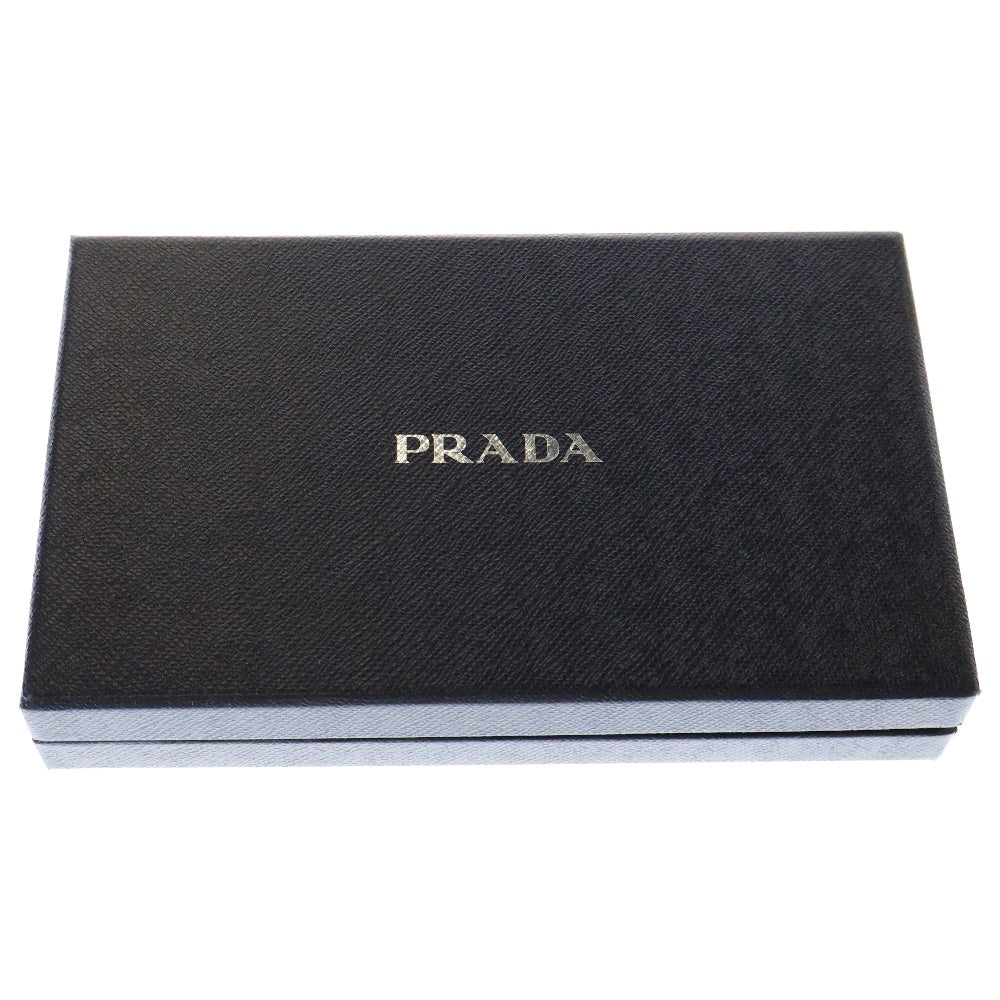 PRADA(プラダ) トライアングルロゴ 三角プレート ショルダーロングウォレット ストラップ付長財布 ブラック レザー×ナイロン テスート ゴールド金具 1MT437