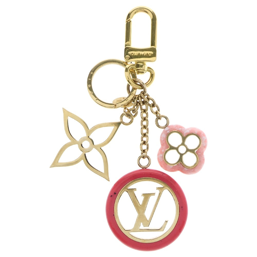 LOUIS VUITTON(ルイヴィトン) モノグラム ポルトクレ カラーライン チャーム キーホルダー ゴールド ピンク M64525