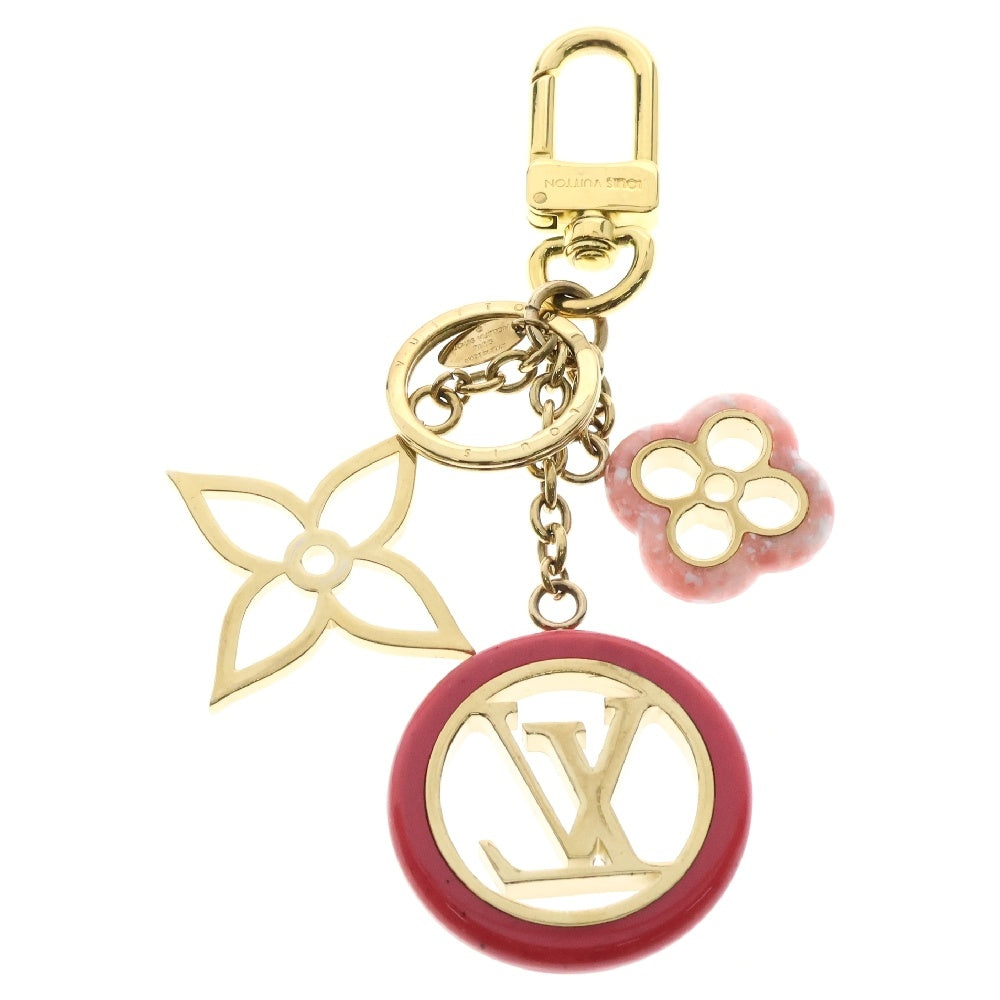 LOUIS VUITTON(ルイヴィトン) モノグラム ポルトクレ カラーライン チャーム キーホルダー ゴールド ピンク M64525
