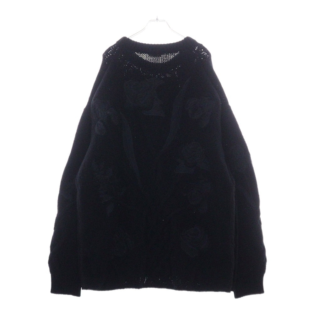 Christian Dior(クリスチャンディオール) ×sacai 22AW サカイ ローズモチーフ 刺繍 ニットセーター 長袖 ネイビー XXL 213M652AT336
