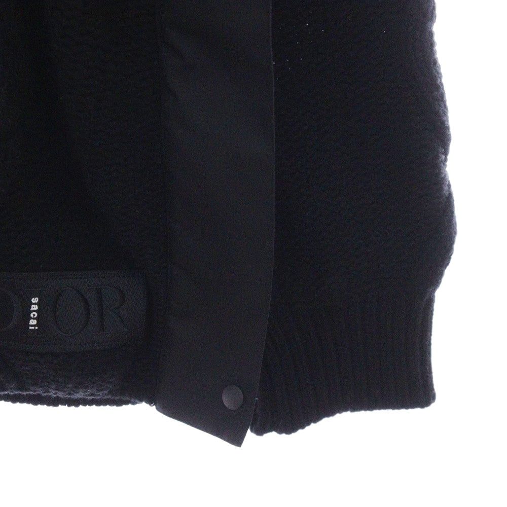 Christian Dior(クリスチャンディオール) ×sacai 22AW サカイ ローズモチーフ 刺繍 ニットセーター 長袖 ネイビー XXL 213M652AT336