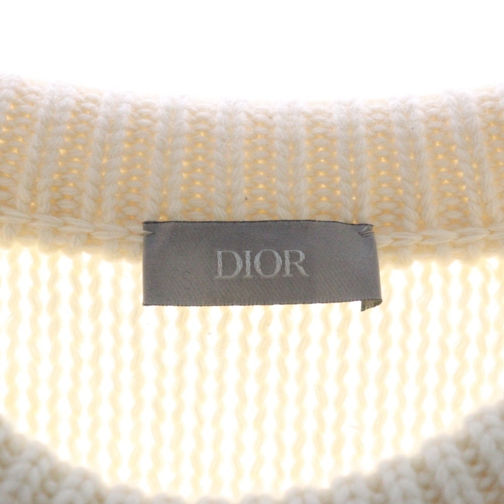Christian Dior(クリスチャンディオール) ×sacai 22AW サカイ ローズモチーフ 刺繍 ニットセーター 長袖 オフホワイト XL 213M652AT336