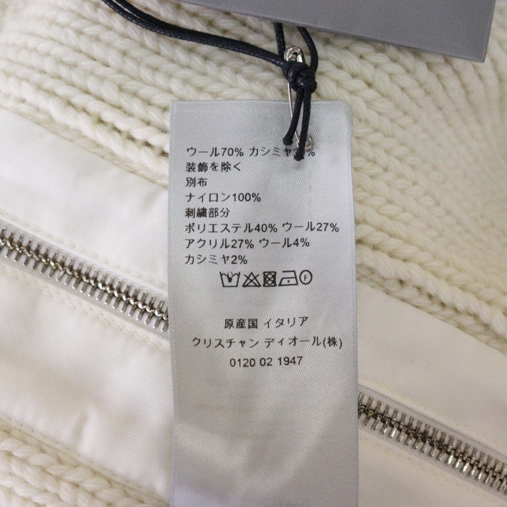 Christian Dior(クリスチャンディオール) ×sacai 22AW サカイ ローズモチーフ 刺繍 ニットセーター 長袖 オフホワイト XL 213M652AT336