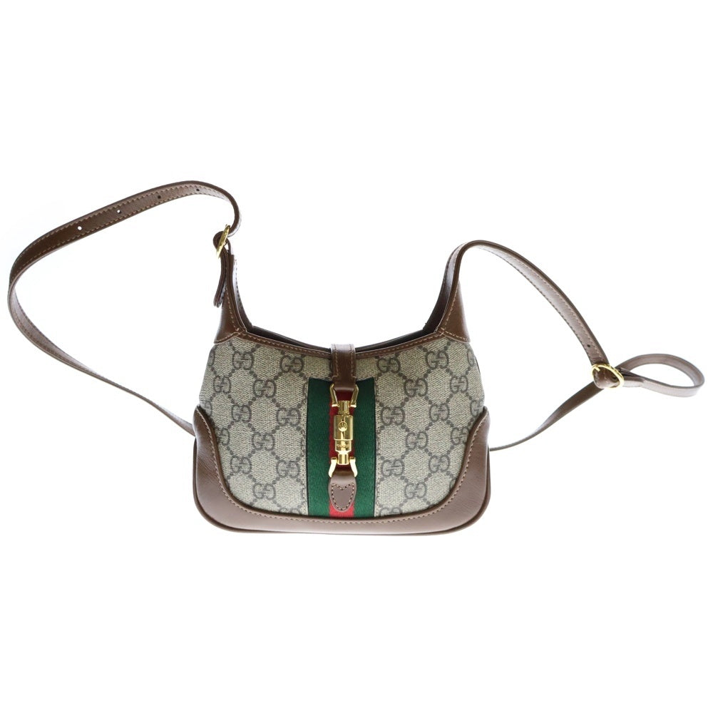 GUCCI(グッチ) GGスプリーム ジャッキー1961 ショルダーバッグ ゴールド金具 キャンバス×レザー ベージュ×ブラウン 637092