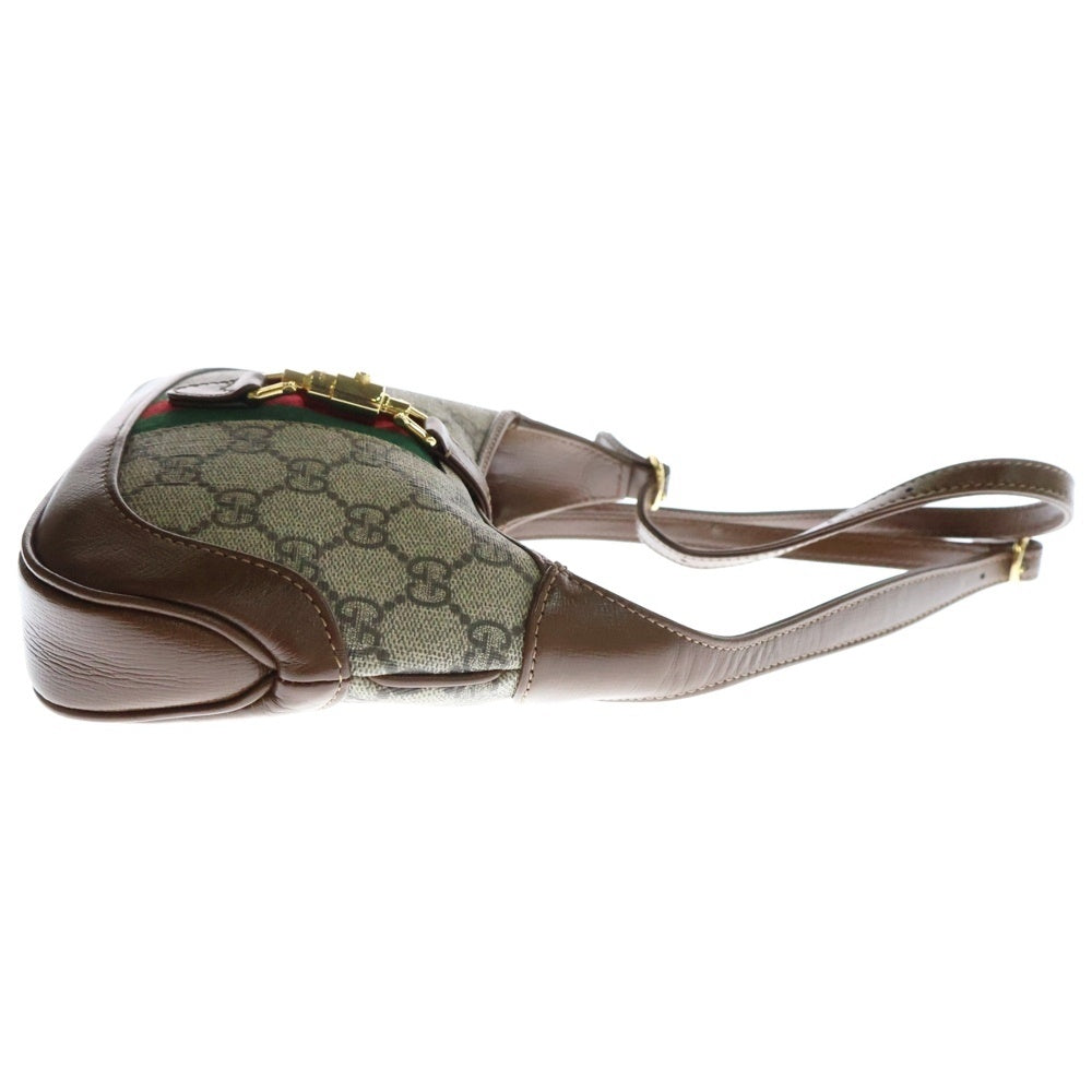 GUCCI(グッチ) GGスプリーム ジャッキー1961 ショルダーバッグ ゴールド金具 キャンバス×レザー ベージュ×ブラウン 637092