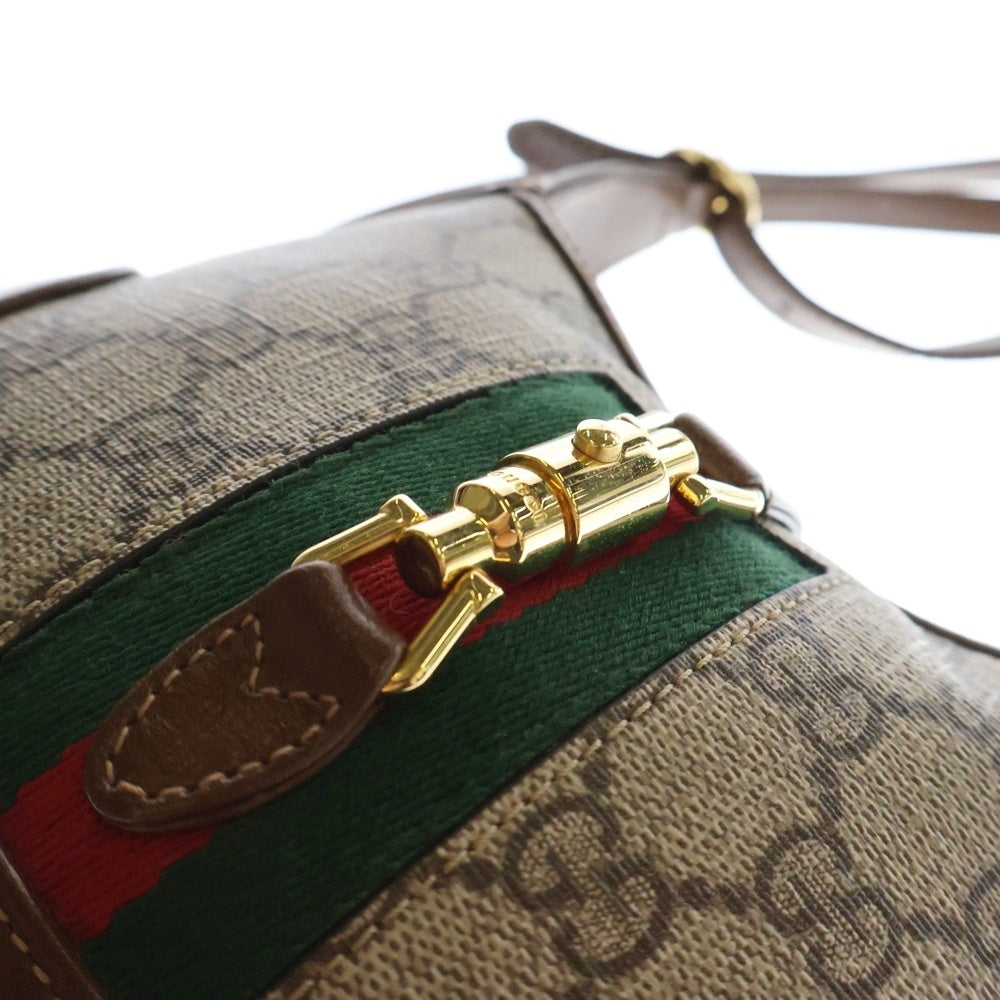 GUCCI(グッチ) GGスプリーム ジャッキー1961 ショルダーバッグ ゴールド金具 キャンバス×レザー ベージュ×ブラウン 637092