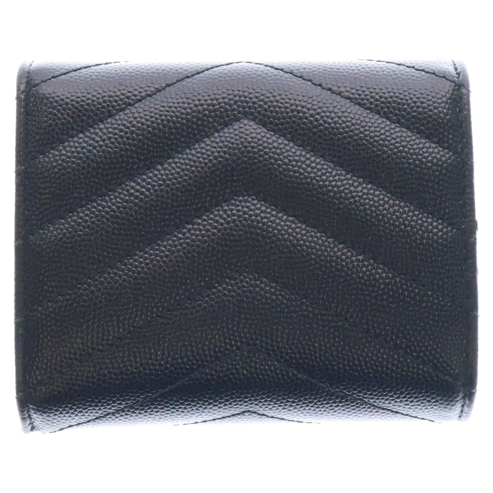 SAINT LAURENT PARIS(サンローランパリ) 三つ折り財布 ブラック コンパクトウォレット コインケース ブラック ゴールド金具 レザー 692061