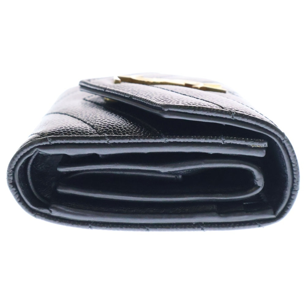 SAINT LAURENT PARIS(サンローランパリ) 三つ折り財布 ブラック コンパクトウォレット コインケース ブラック ゴールド金具 レザー 692061