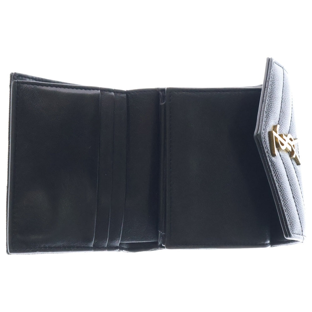 SAINT LAURENT PARIS(サンローランパリ) 三つ折り財布 ブラック コンパクトウォレット コインケース ブラック ゴールド金具 レザー 692061