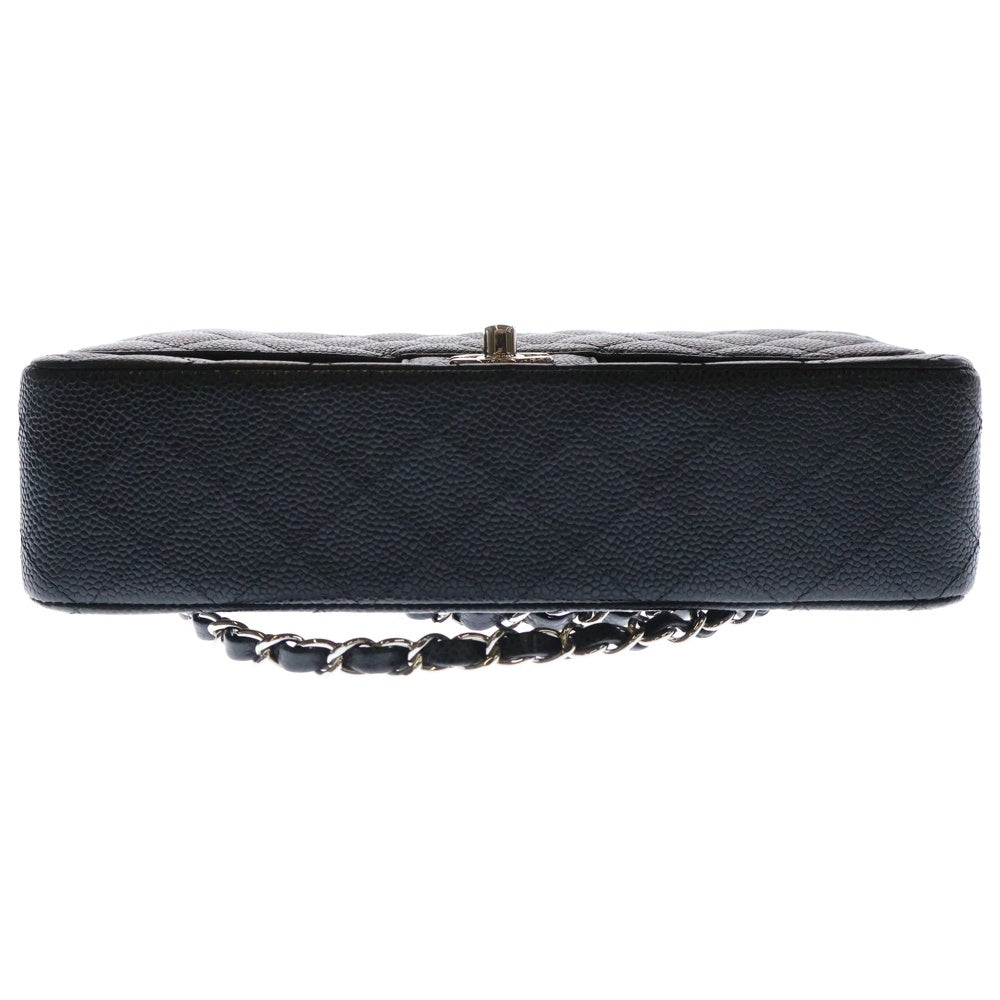 CHANEL(シャネル) マトラッセ25 Wフラップ Wチェーンショルダーバッグ ブラック キャビアスキン シルバー金具