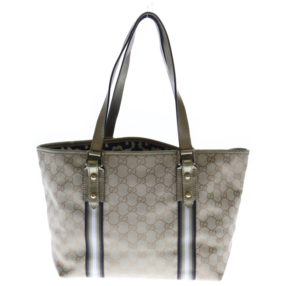 GUCCI(グッチ) GGキャンバス トートバッグ ベージュ×ゴールド 137396 レディース