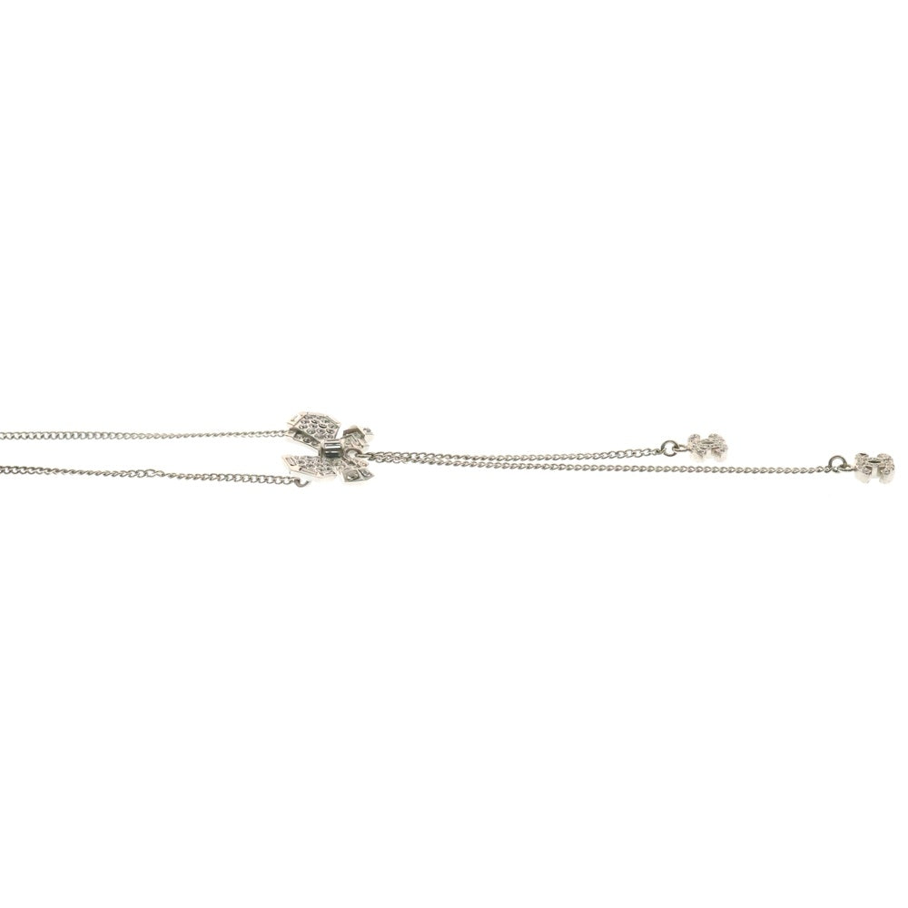 CHANEL(シャネル) ココマーク リボンモチーフ ラインストーン ネックレス メタル シルバー 014C アクセサリー