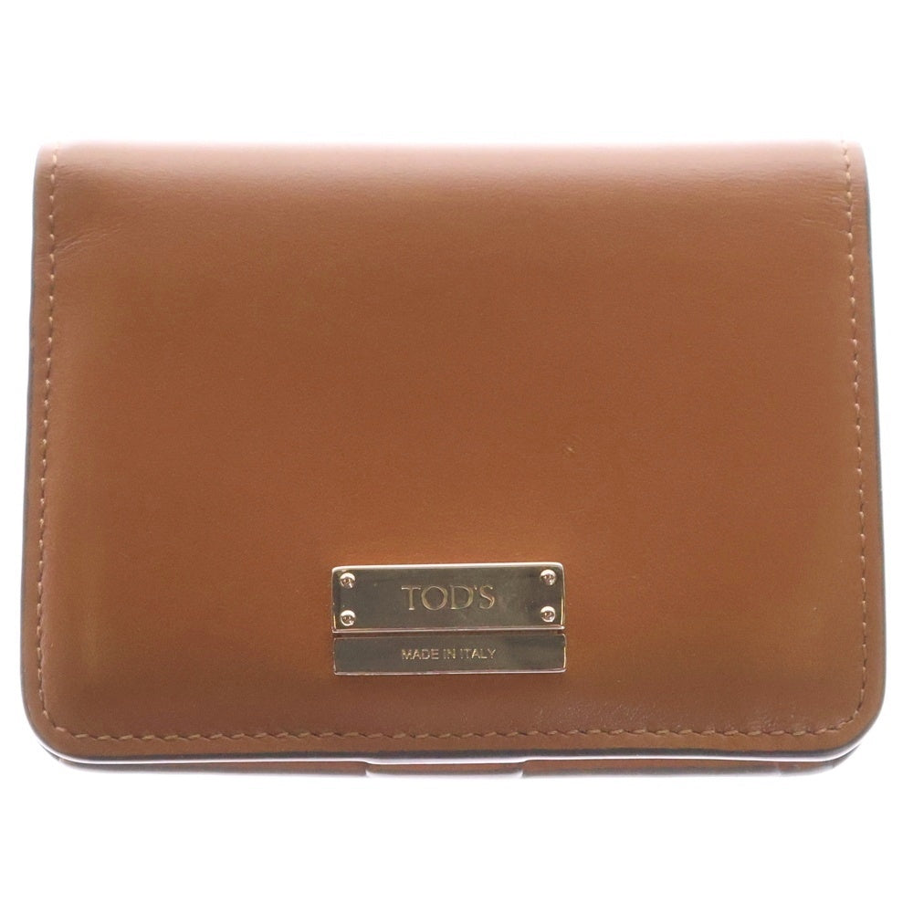 TOD'S(トッズ) 2つ折り財布 コンパクトウォレット ゴールド キャメル ゴールド金具 レザー