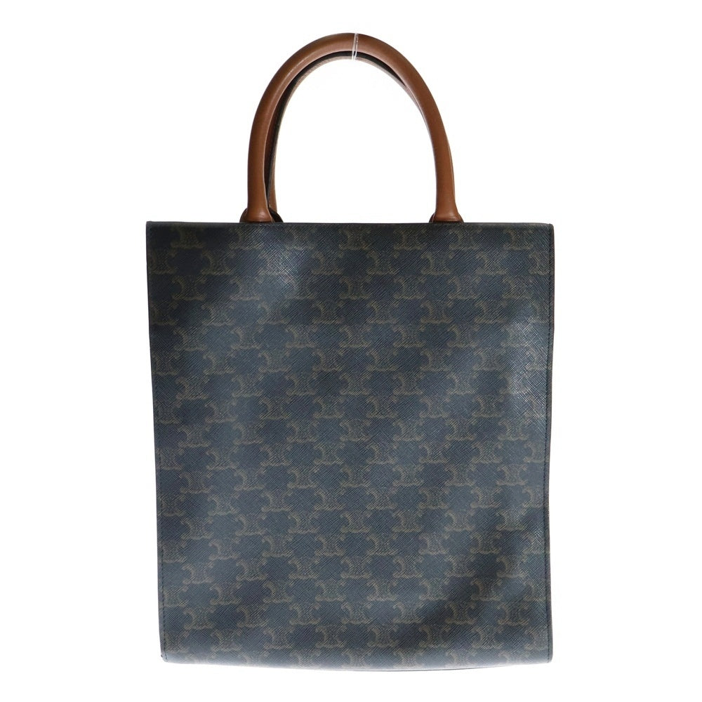 CELINE(セリーヌ) トリオンフ バーティカルカバ ロゴプリント スモール PVC レザー 2WAY トート ハンド ショルダーバッグ ブラウン 191542BZK.04LU