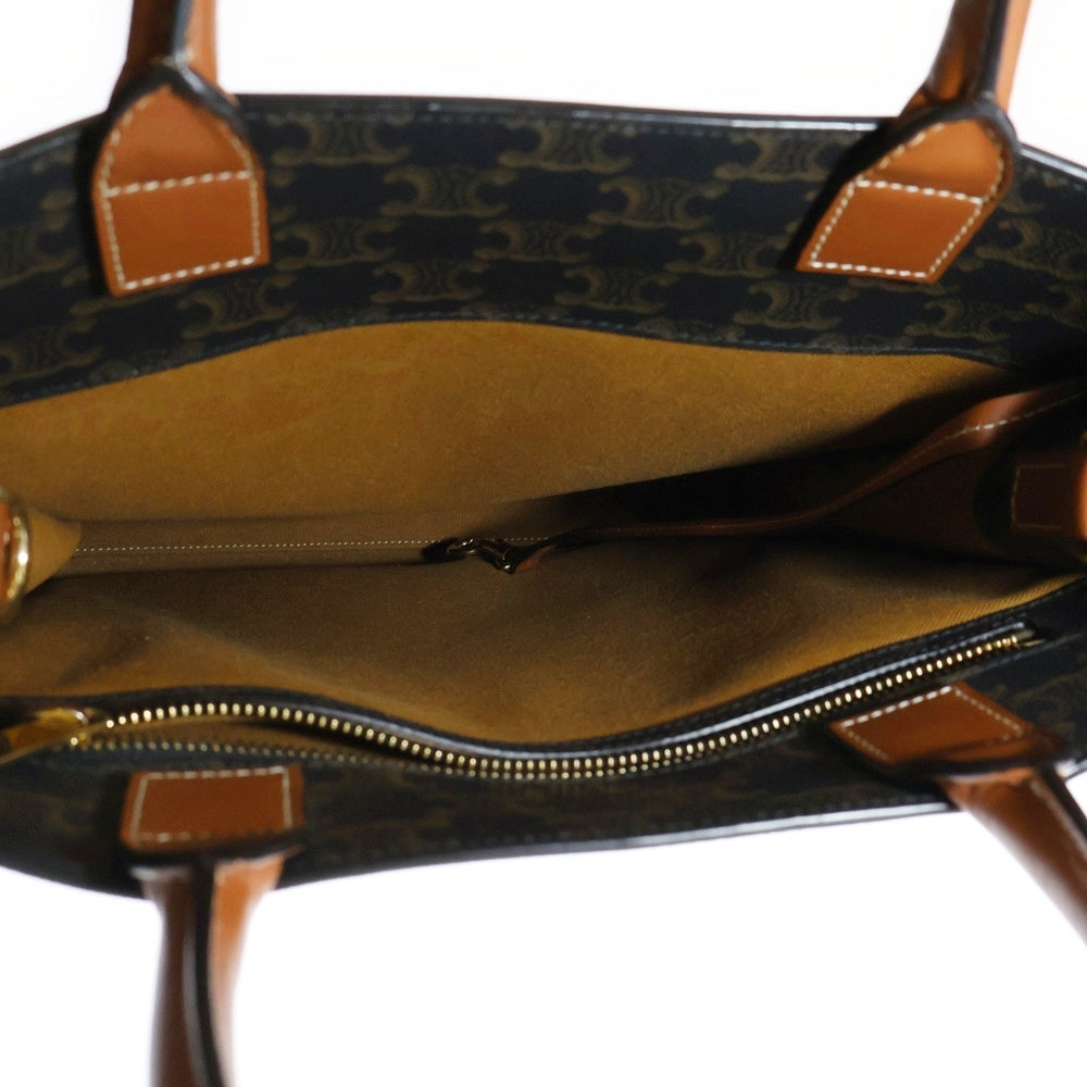 CELINE(セリーヌ) トリオンフ バーティカルカバ ロゴプリント スモール PVC レザー 2WAY トート ハンド ショルダーバッグ ブラウン 191542BZK.04LU