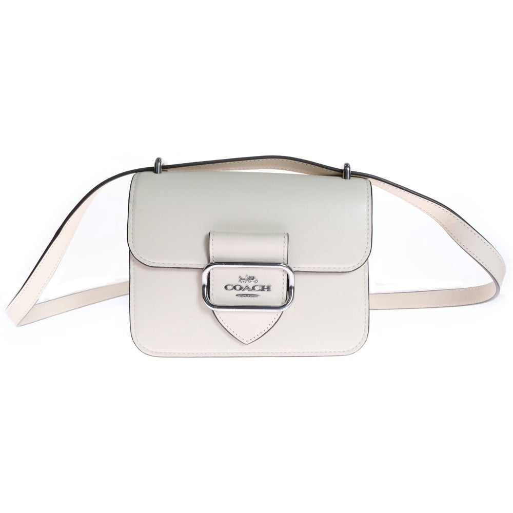COACH(コーチ) モーガン ロゴプレート スクエア レザー クロスボディ ショルダーバッグ アイボリー レディース CL416