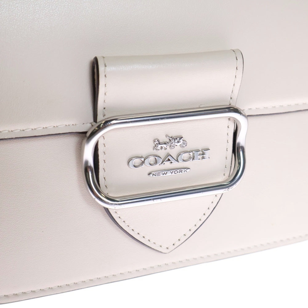 COACH(コーチ) モーガン ロゴプレート スクエア レザー クロスボディ ショルダーバッグ アイボリー レディース CL416