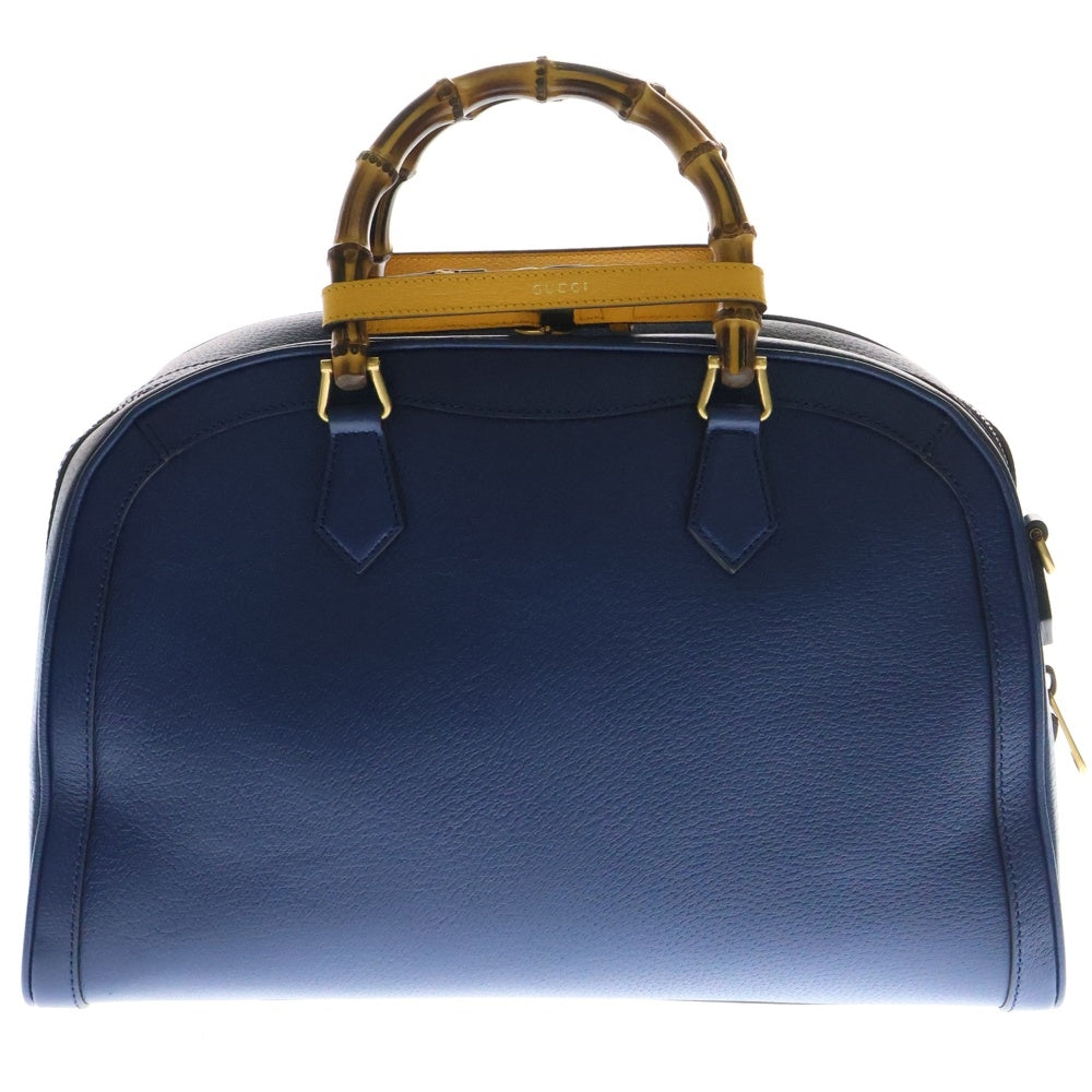GUCCI(グッチ) ダイアナ バンブー ダッフル ミディアム 2WAY レザー ハンド ショルダーバッグ ブルー 705373