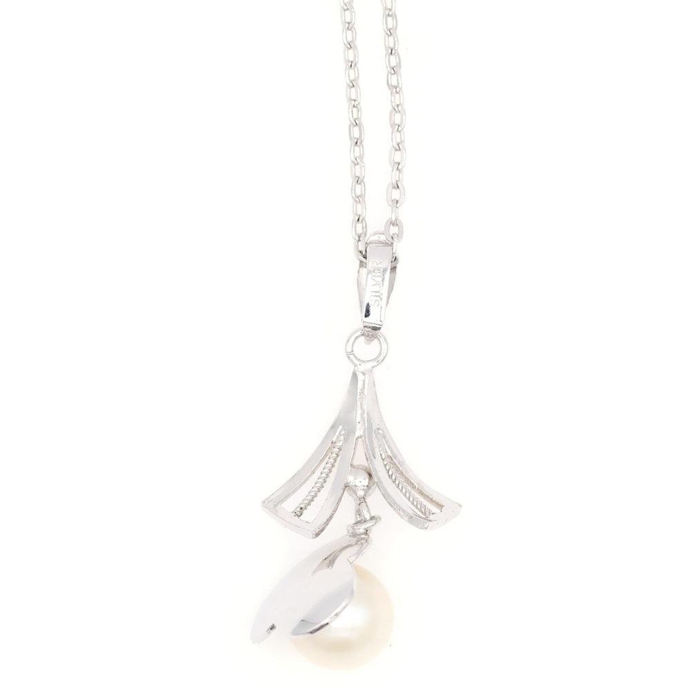 MIKIMOTO(ミキモト) パール フラワーモチーフ デザイン ネックレス SV シルバー