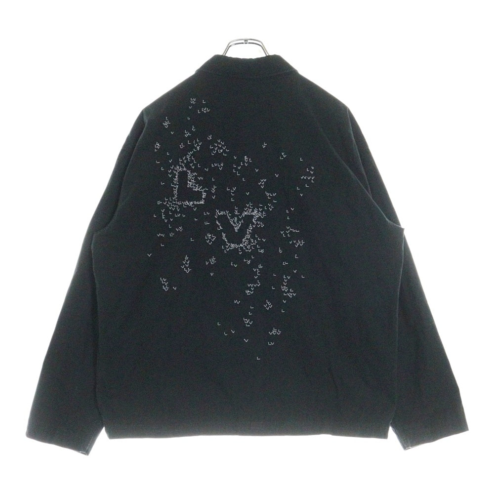 LOUIS VUITTON(ルイヴィトン) 22AW LVスプレッド テクニカル バックロゴ刺繍 オーバー コットン シャツジャケット ブルゾン ブラック RM222M N22 HNB26W