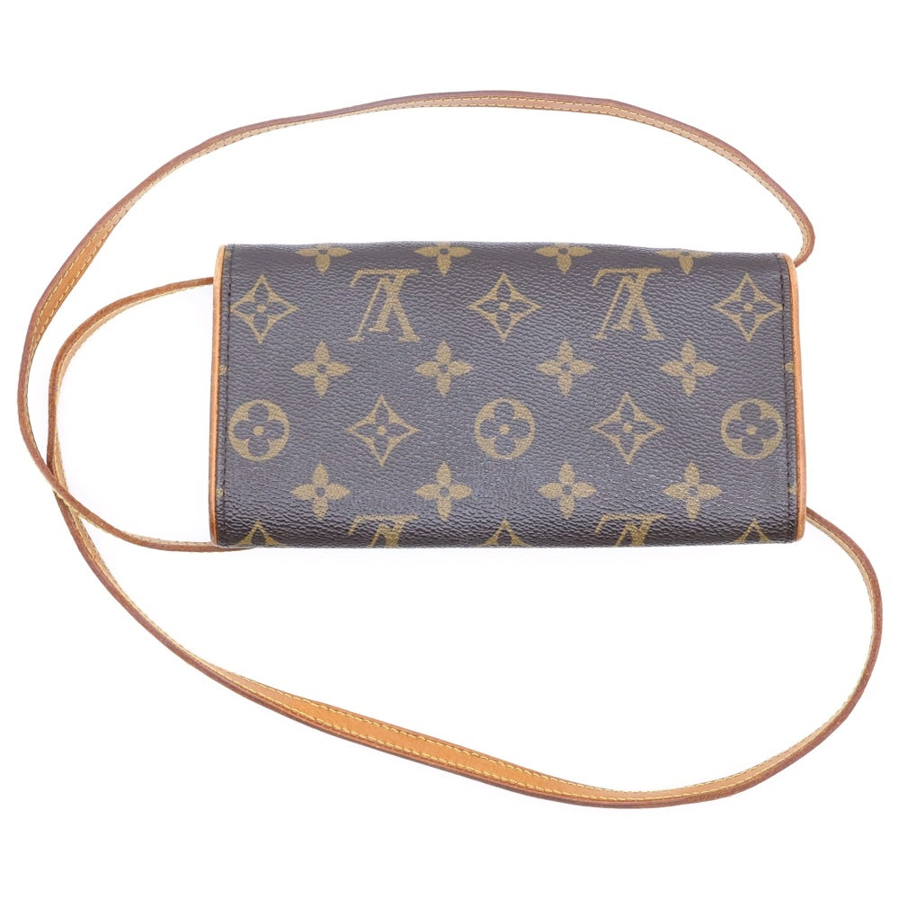 LOUIS VUITTON(ルイヴィトン) モノグラム ポシェットツインPM ショルダーポシェット ショルダーバッグ ミニバッグ ブラウン ゴールド金具 レザー×PVC M51854