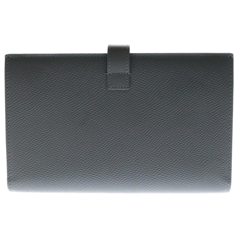 CELINE(セリーヌ) ラージ ストラップ ロングウォレット カードケース 長財布 ゴールド金具 グレー レザー