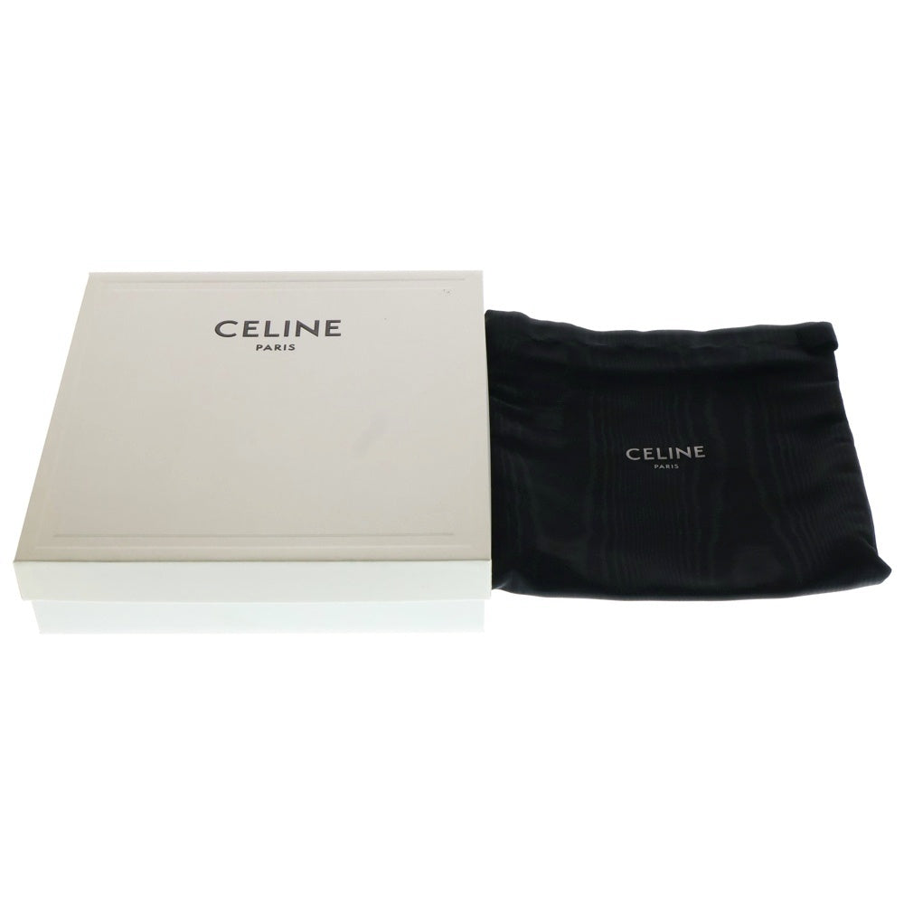 CELINE(セリーヌ) ラージ ストラップ ロングウォレット カードケース 長財布 ゴールド金具 グレー レザー