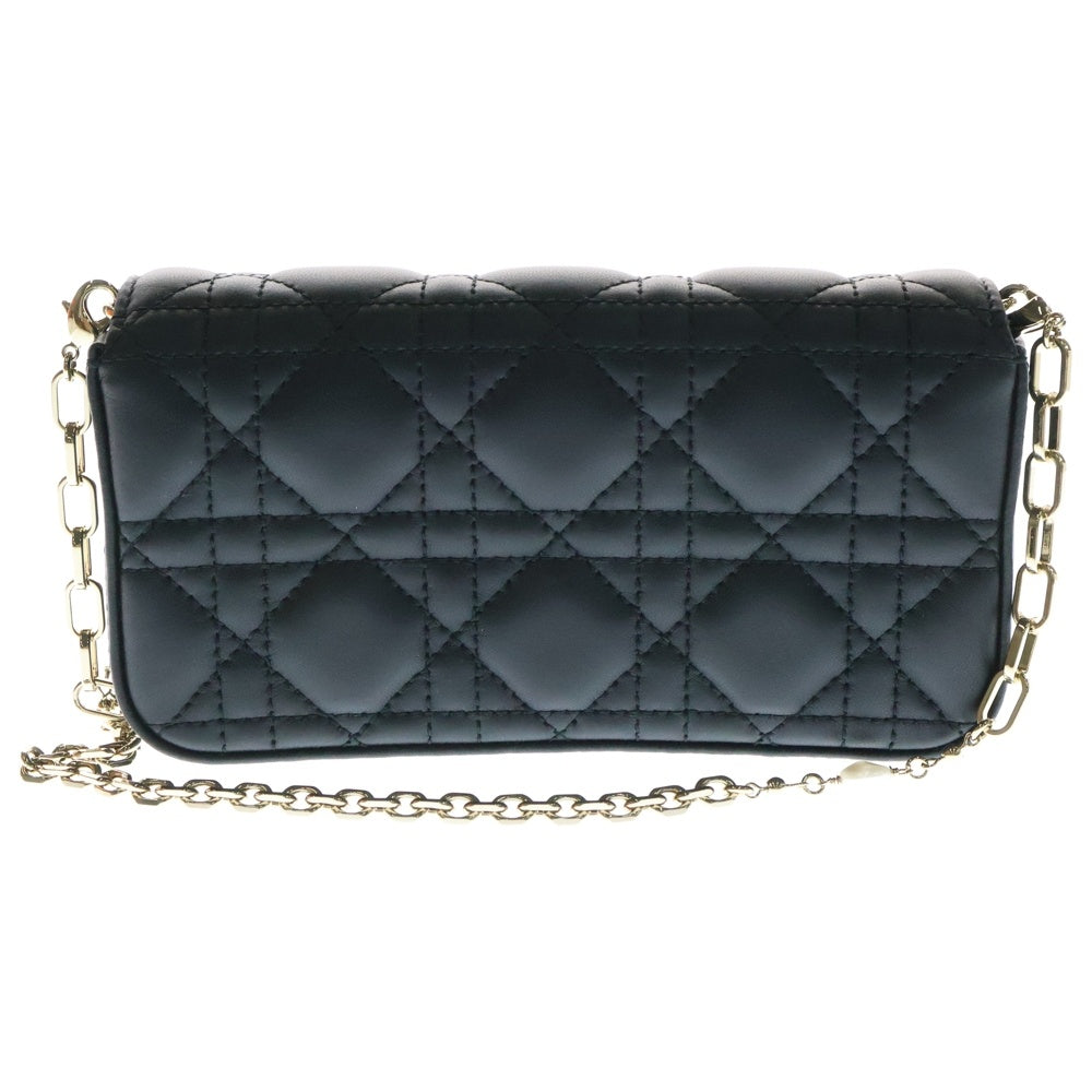 DIOR(ディオール) レディディオール フォンポーチ ショルダーバッグ ミニバッグ チェーンバッグ ブラック ゴールド金具 ラムスキン
