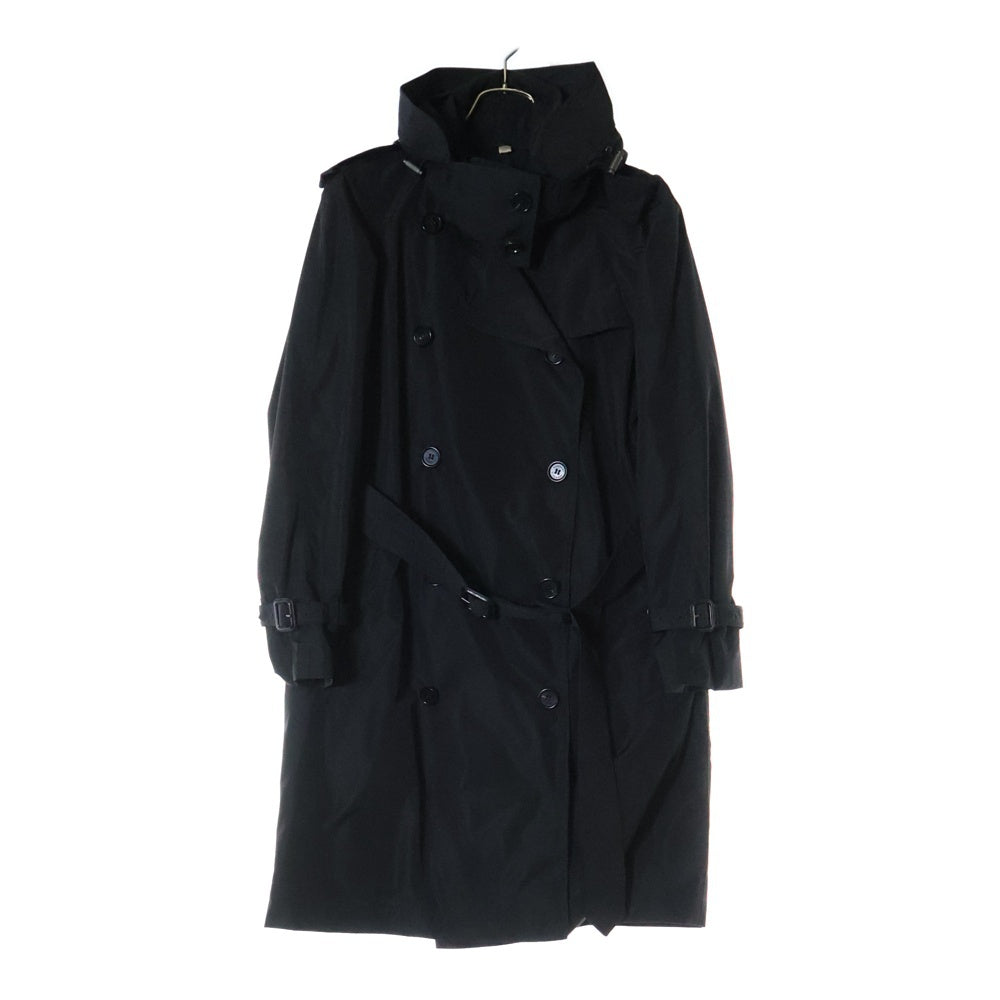 BURBERRY(バーバリー) 裏地ノバチェック総柄 ポリエステル フーデッド トレンチコート ブラック レディース 4062461