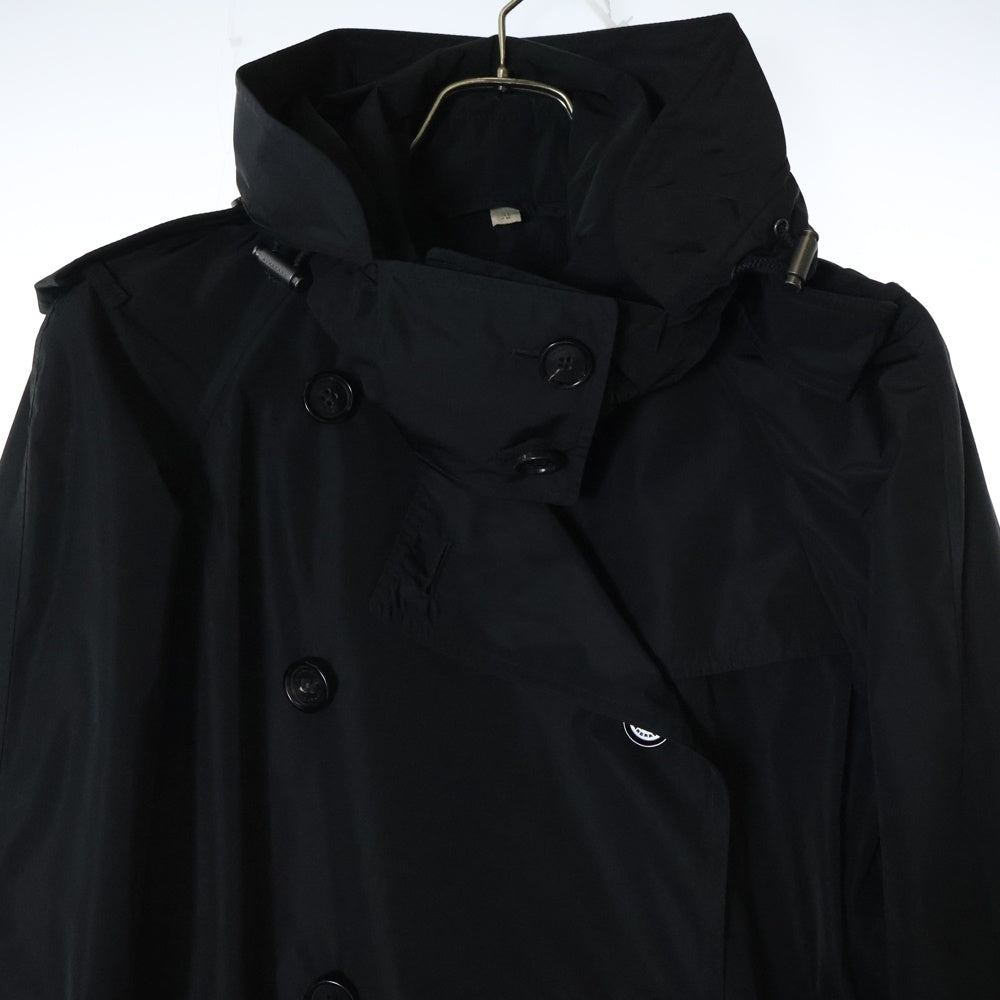 BURBERRY(バーバリー) 裏地ノバチェック総柄 ポリエステル フーデッド トレンチコート ブラック レディース 4062461