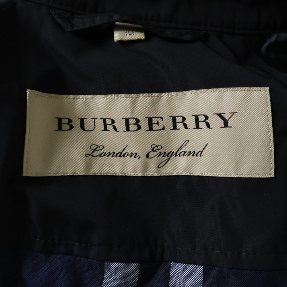 BURBERRY(バーバリー) 裏地ノバチェック総柄 ポリエステル フーデッド トレンチコート ブラック レディース 4062461