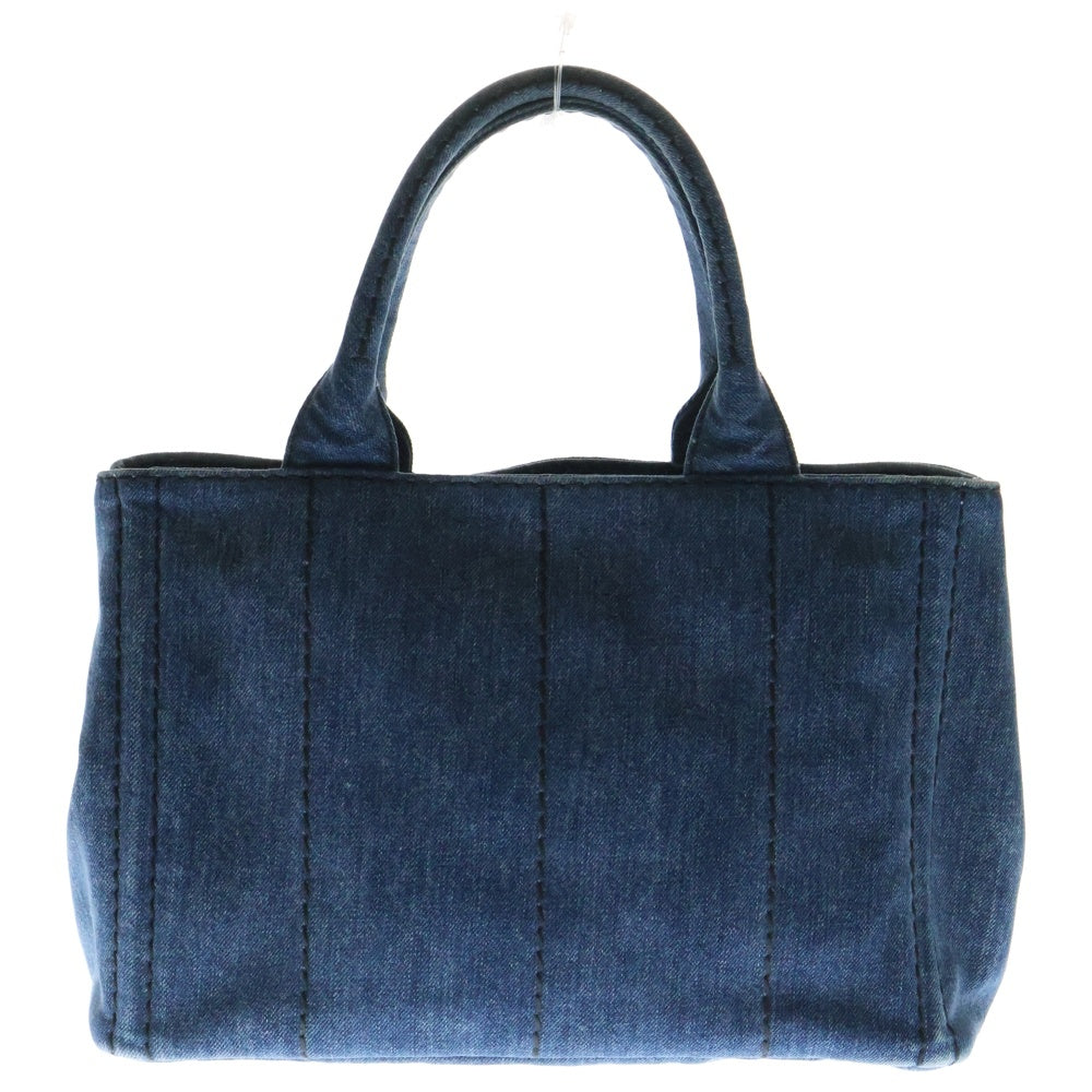 PRADA(プラダ) カナパ 2WAYショルダーバッグ ハンドバッグ トートバッグ インディゴブルー デニム ゴールド金具