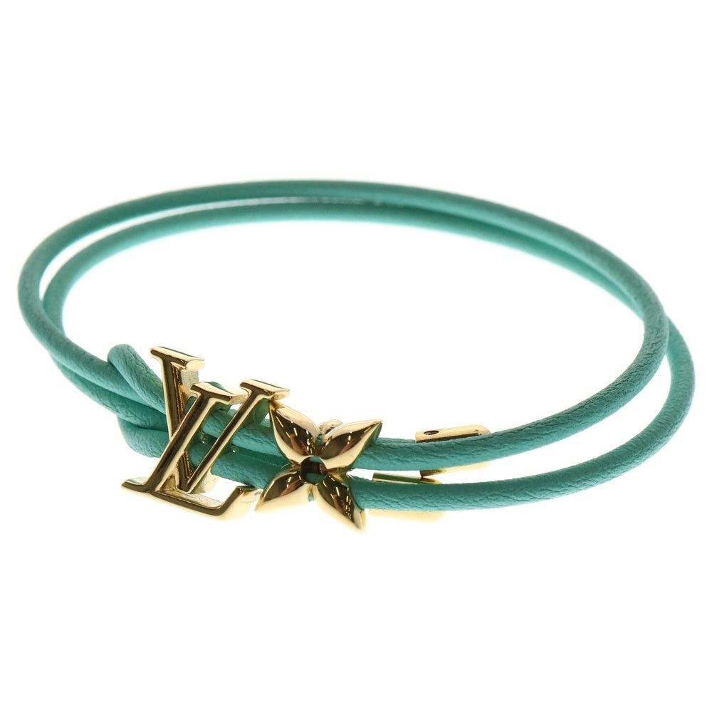 LOUIS VUITTON(ルイヴィトン) LVブルーム ブレスレット ターコイズ レザー ゴールド金具 M8142Z