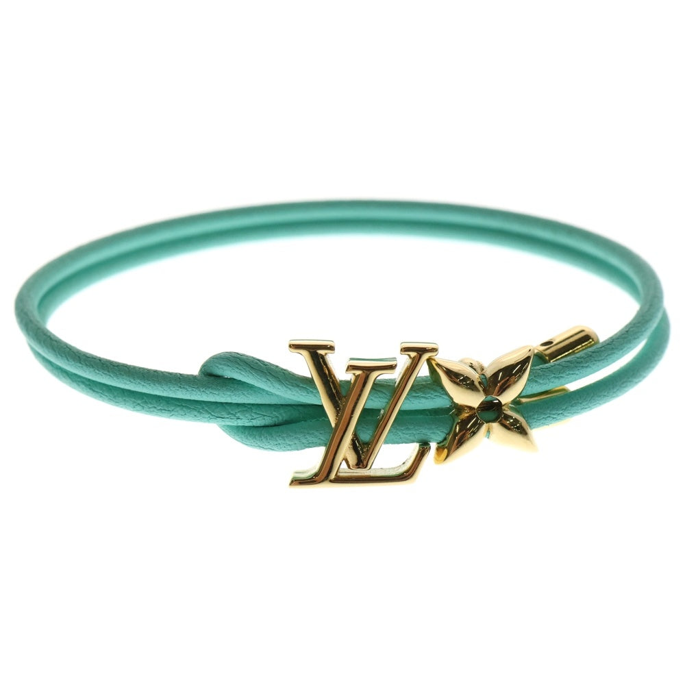 LOUIS VUITTON(ルイヴィトン) LVブルーム ブレスレット ターコイズ レザー ゴールド金具 M8142Z