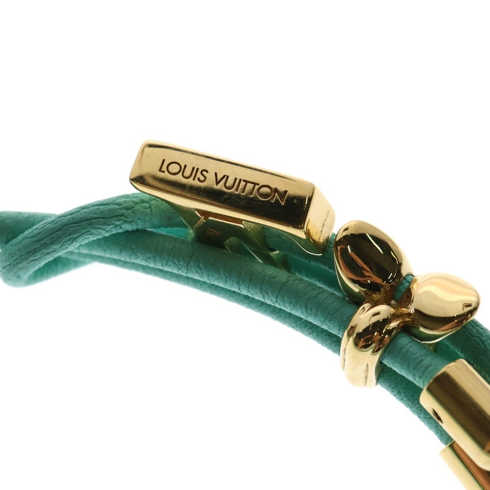 LOUIS VUITTON(ルイヴィトン) LVブルーム ブレスレット ターコイズ レザー ゴールド金具 M8142Z