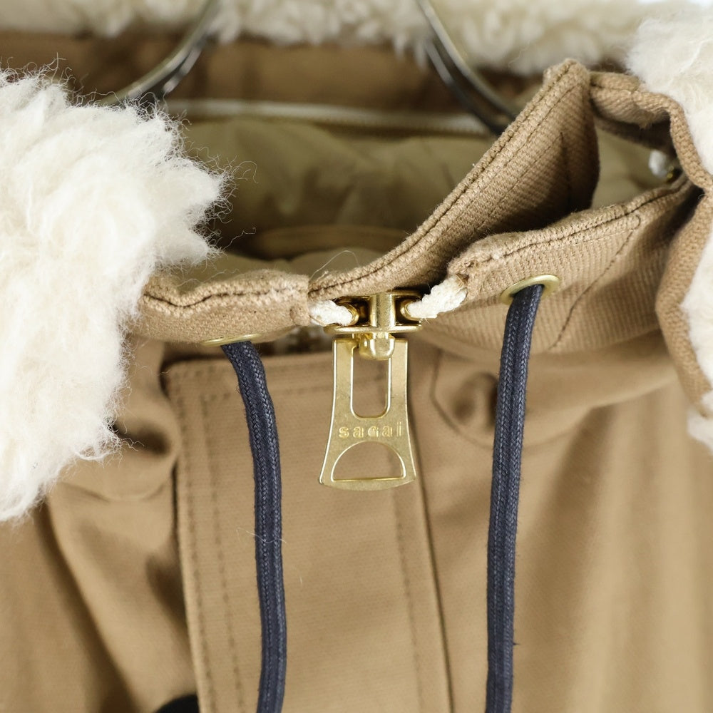 Sacai(サカイ) 23AW ×Carhartt WIP Canvas Parka Siberian カーハート キャンバス ダック地 シベリアン ボアフリース切り替え フーデッドジャケット コート ベージュ 23-06740