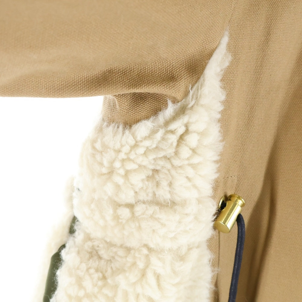 Sacai(サカイ) 23AW ×Carhartt WIP Canvas Parka Siberian カーハート キャンバス ダック地 シベリアン ボアフリース切り替え フーデッドジャケット コート ベージュ 23-06740