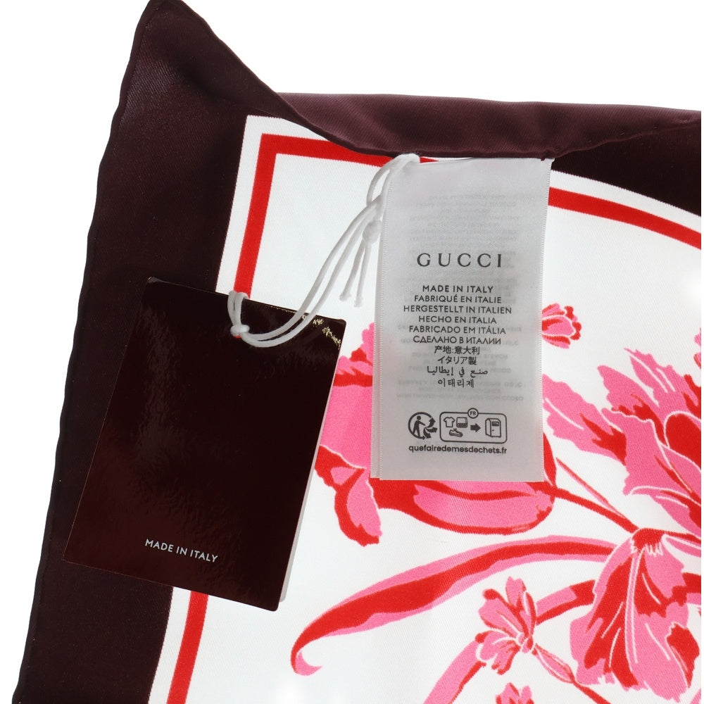 GUCCI(グッチ) GGフローラ 大判スカーフ ピンク×ホワイト シルク スカーフ 786252