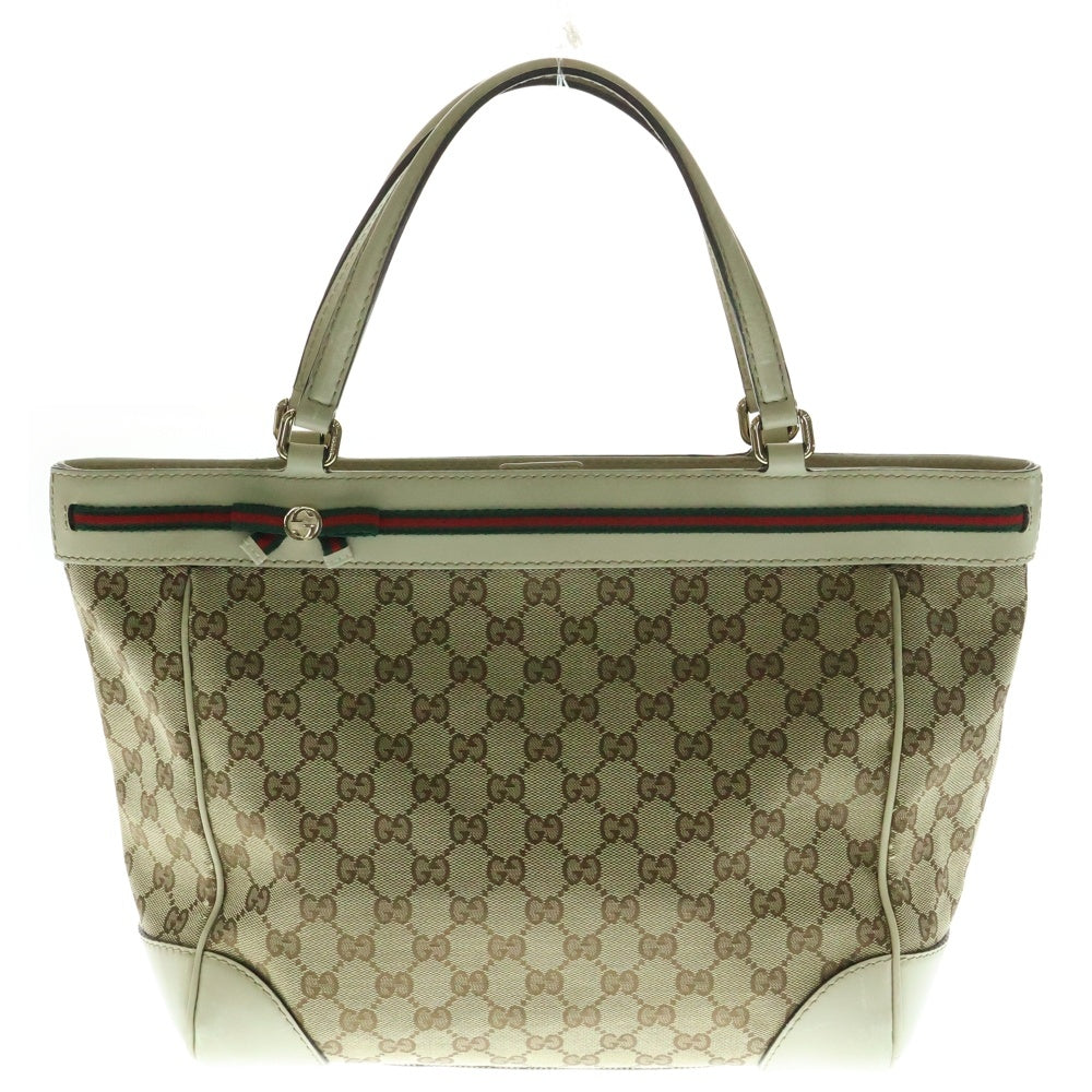 GUCCI(グッチ) GGキャンバス シェリーライン メイフェア プリンシー トートバッグ ハンドバッグ ホワイト×ベージュ レザー×キャンバス ゴールド金具 257061