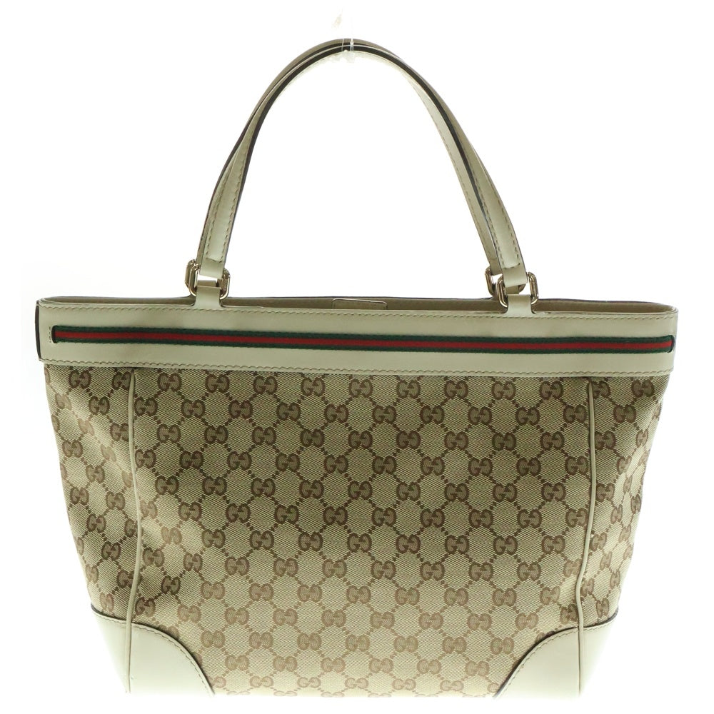 GUCCI(グッチ) GGキャンバス シェリーライン メイフェア プリンシー トートバッグ ハンドバッグ ホワイト×ベージュ レザー×キャンバス ゴールド金具 257061