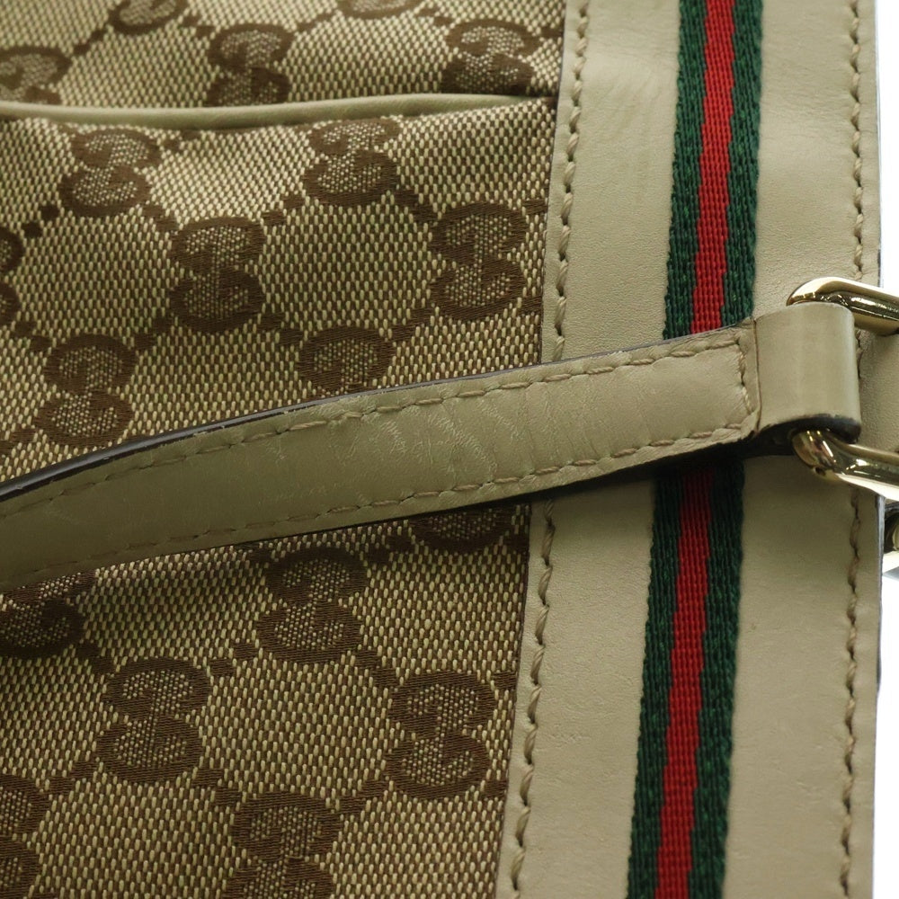 GUCCI(グッチ) GGキャンバス シェリーライン メイフェア プリンシー トートバッグ ハンドバッグ ホワイト×ベージュ レザー×キャンバス ゴールド金具 257061