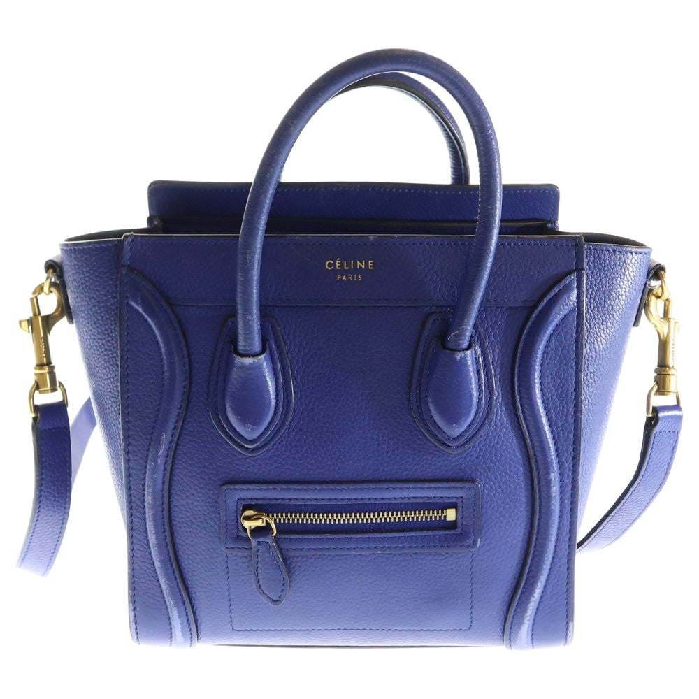 CELINE(セリーヌ) ラゲージ ナノ ハンドバック ブルー レザー 2WAY ハンドバッグ ショルダーバッグ