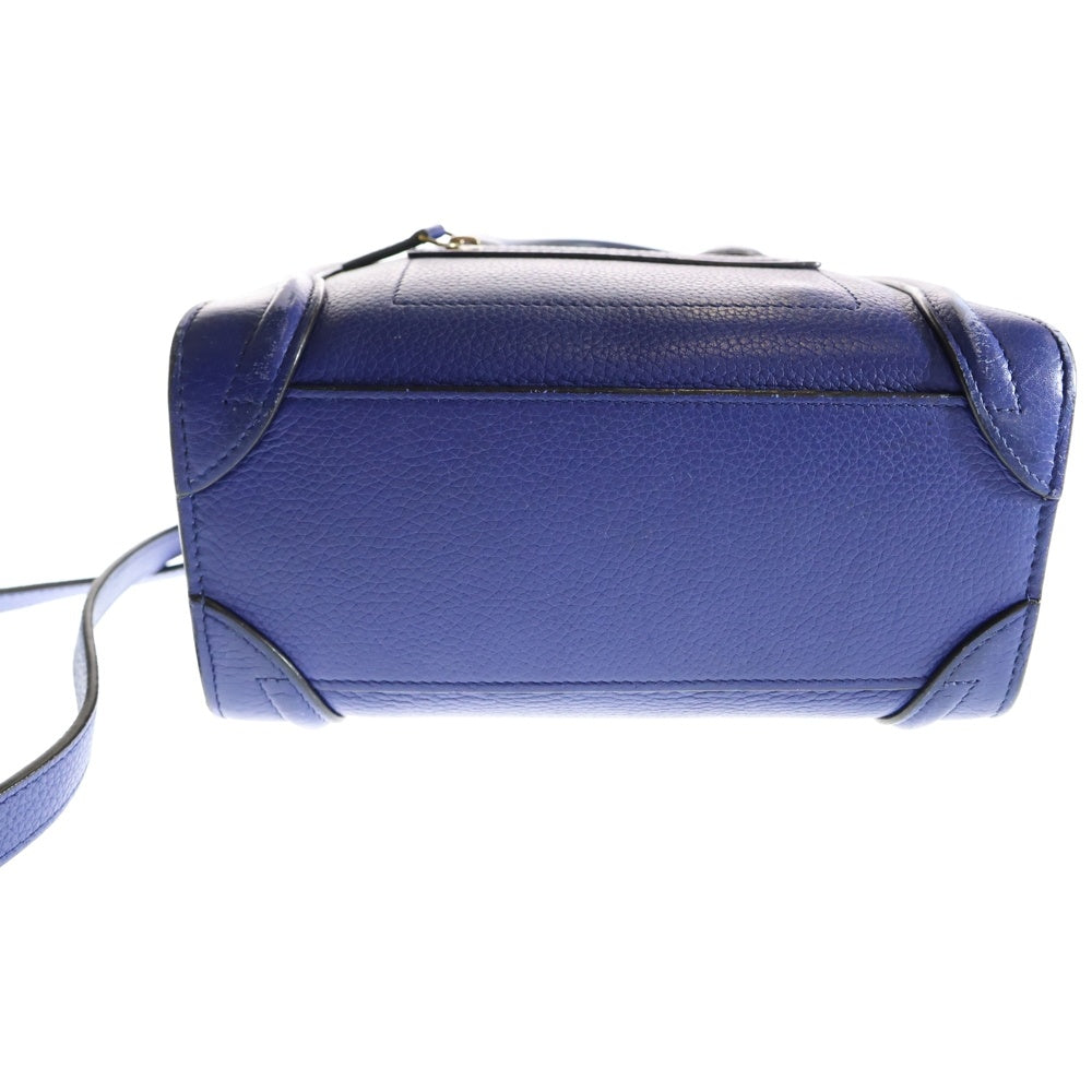 CELINE(セリーヌ) ラゲージ ナノ ハンドバック ブルー レザー 2WAY ハンドバッグ ショルダーバッグ