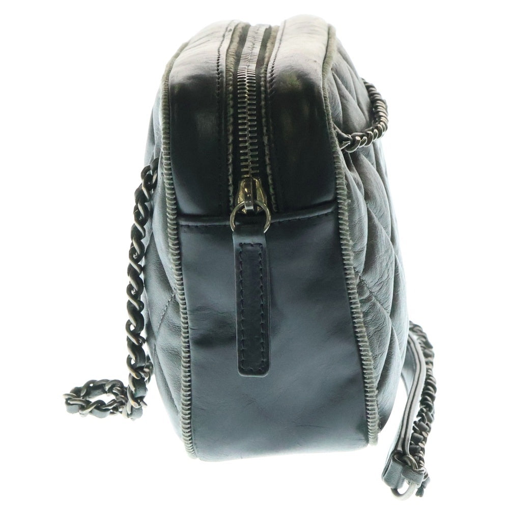 CHANEL(シャネル) ココマーク バレリーナ ショルダーバッグ チェーンバッグ ハンドバッグ ミニバッグ メタリックグレー レザー シルバー金具 A93015