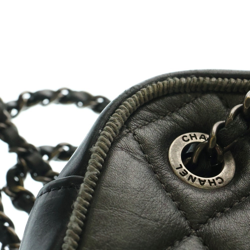 CHANEL(シャネル) ココマーク バレリーナ ショルダーバッグ チェーンバッグ ハンドバッグ ミニバッグ メタリックグレー レザー シルバー金具 A93015
