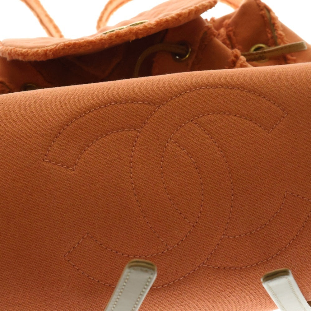 CHANEL(シャネル) ココカバス ココマーク ターンロック キャンバス レザー スラッシュキルト カットオフ バックパック リュックサック ゴールド金具 オレンジ 23番台