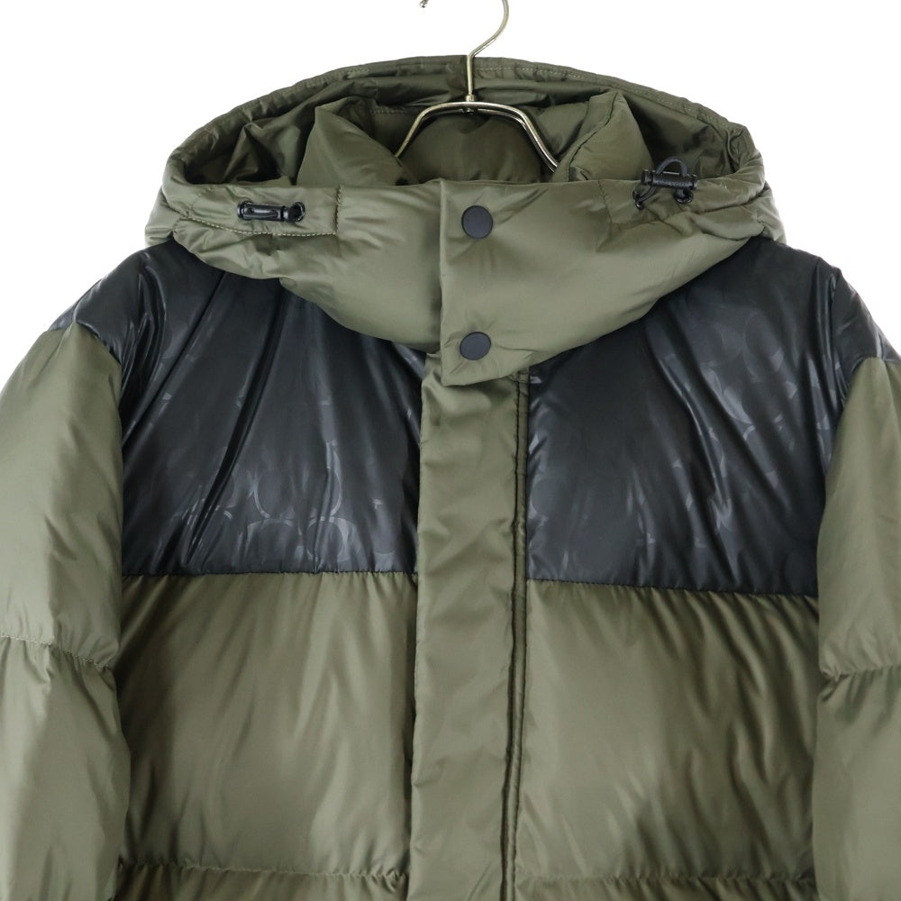COACH(コーチ) Long Puffer Jacket ロング パッファー シグネチャー フーデッド ジップアップ 中綿 ジャケット コート カーキ CK519