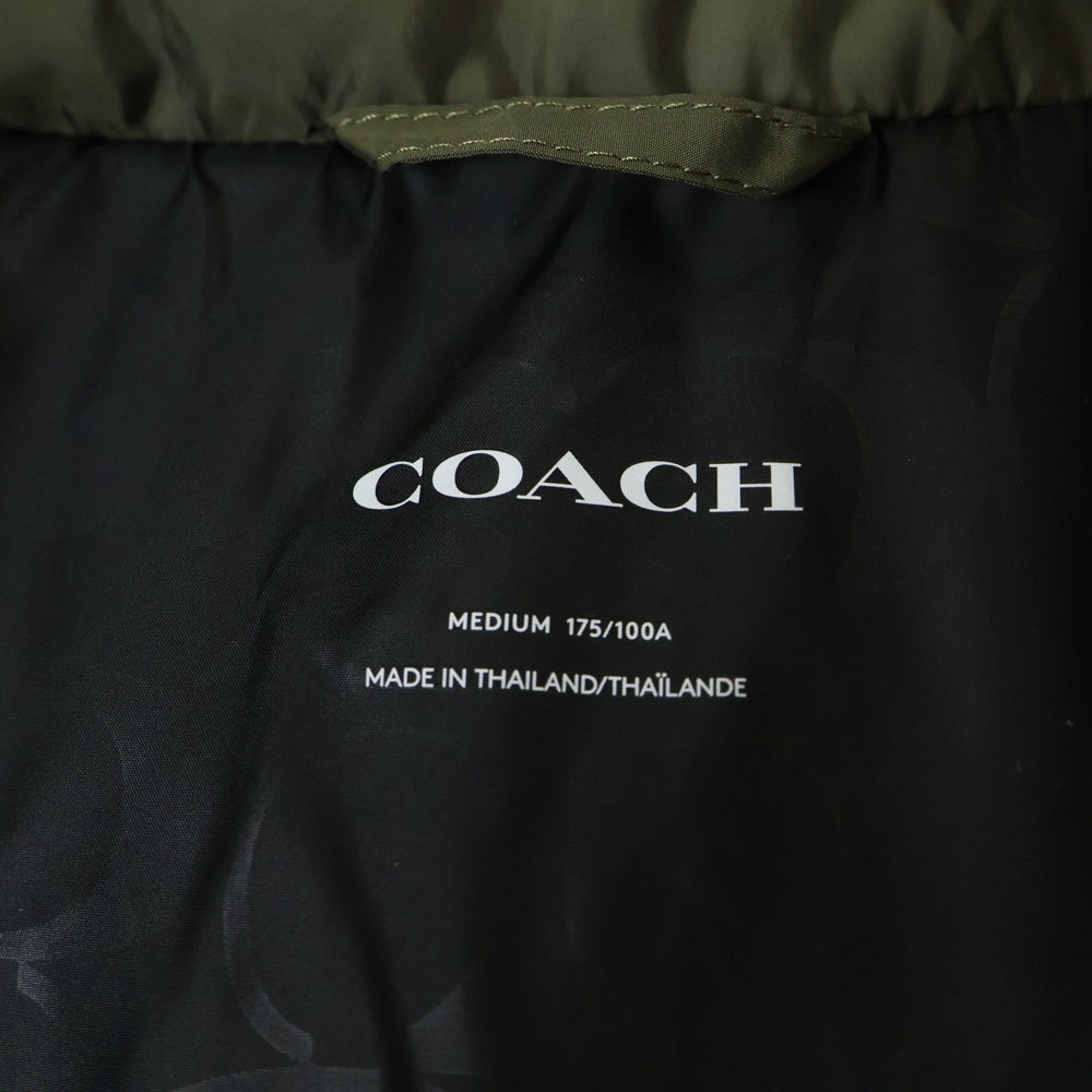 COACH(コーチ) Long Puffer Jacket ロング パッファー シグネチャー フーデッド ジップアップ 中綿 ジャケット コート カーキ CK519